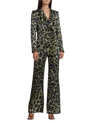 Леопардовый шелковый пиджак с принтом Adriana Iglesias хаки