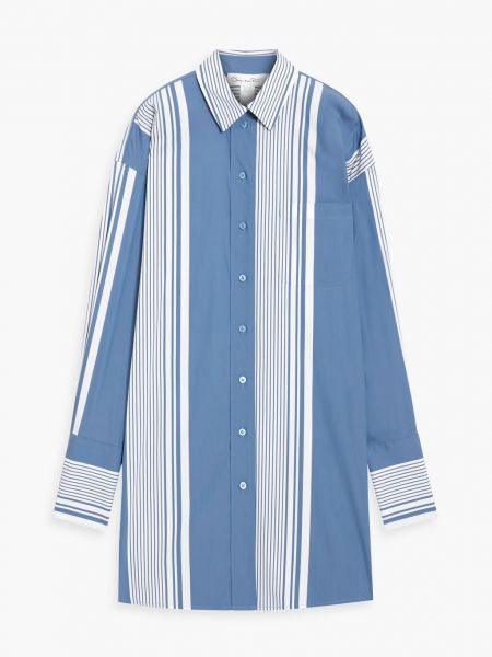 Рубашка оверсайз из поплина в полоску с добавлением хлопка Oscar De La Renta, Slate blue