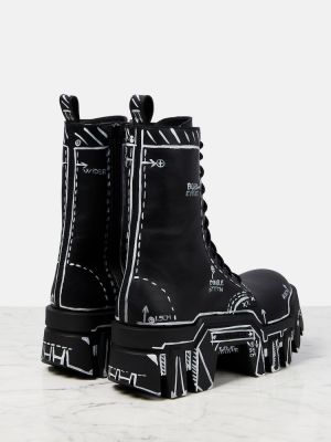 Ankle boots sznurowane skórzane koronkowe Balenciaga czarne