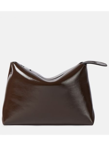 Lakkskinn lær crossbody bag Khaite brun