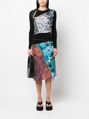 Květinové hedvábné sukně s potiskem Marine Serre černé