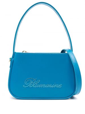 Kožená shopper kabelka Blumarine modrá