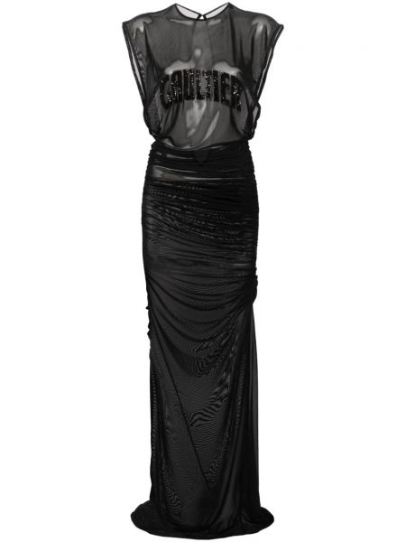 Hálós hímzett hosszú ruha Jean Paul Gaultier fekete
