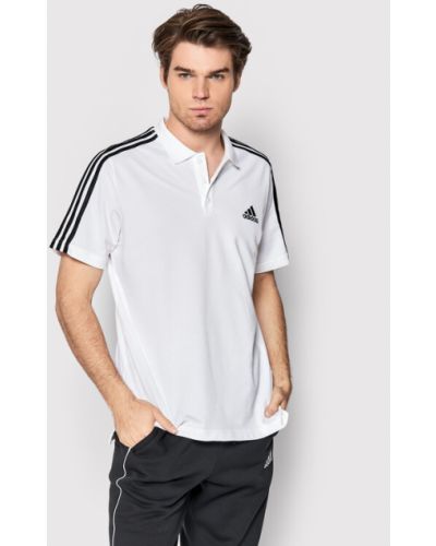Csíkos hímzett pólóing Adidas fehér