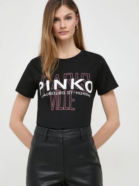 Хлопковая футболка Pinko черная
