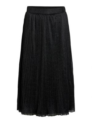 Plisovaná priliehavá midi sukňa Vila čierna