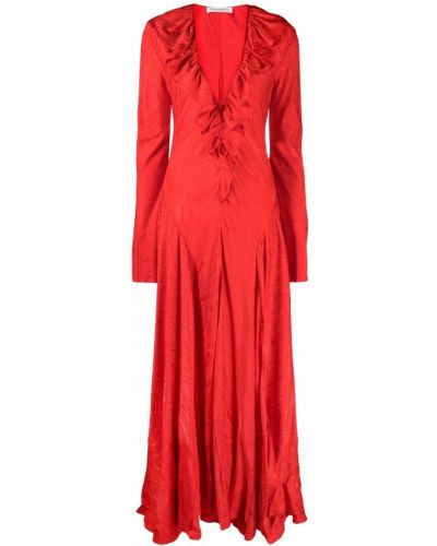 Vakarinė suknelė v formos iškirpte su raukiniais Philosophy Di Lorenzo Serafini raudona