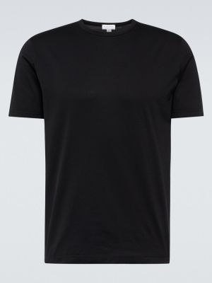 Koszulka bawełniana Sunspel czarna