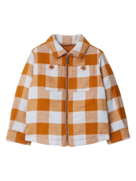 Printti ruudullinen puuvilla toppatakki tytöille Burberry Kids oranssi