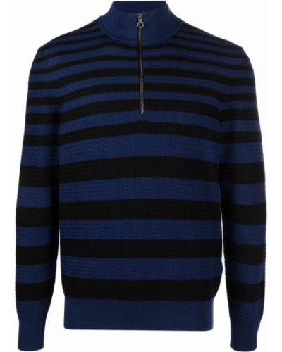 Jersey con cremallera a rayas de tela jersey Salvatore Ferragamo azul