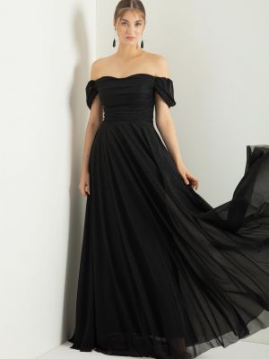Drapiruotas vakarinė suknelė Lafaba juoda