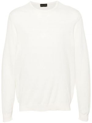 Пуловер с кръгло деколте Roberto Collina бяло
