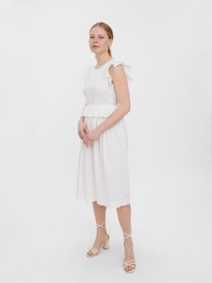 Миди рокля Vero Moda бяло