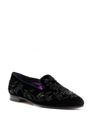 Aksamitne loafers Ralph Lauren Collection czarne