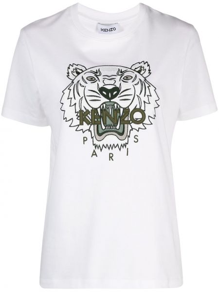 Camiseta con estampado con rayas de tigre Kenzo blanco