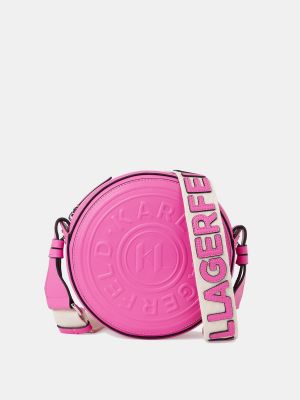 Bolsa de cuero con cremallera Karl Lagerfeld rosa