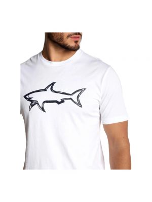 Camisa de algodón con estampado Paul & Shark blanco