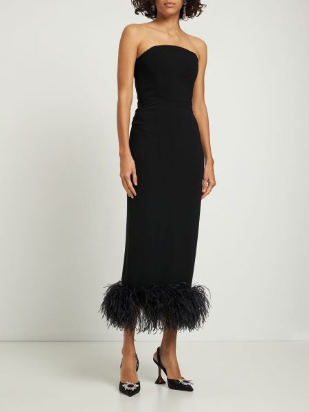 Sukienka długa w piórka z krepy 16arlington czarna