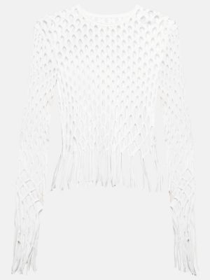 Top con frange in mesh Dion Lee bianco