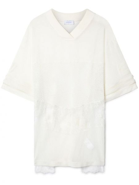 Tricou din bumbac transparente Off-white alb