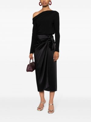 Drapované saténové sukně Erika Cavallini černé