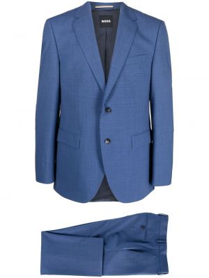Öves gyapjú gombolt öltöny Boss - kék