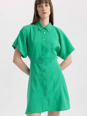 Pletena modalna mini haljina kratki rukavi Defacto zelena