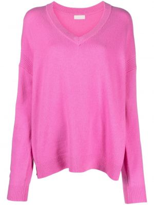 Вълнен пуловер с v-образно деколте Liu Jo розово