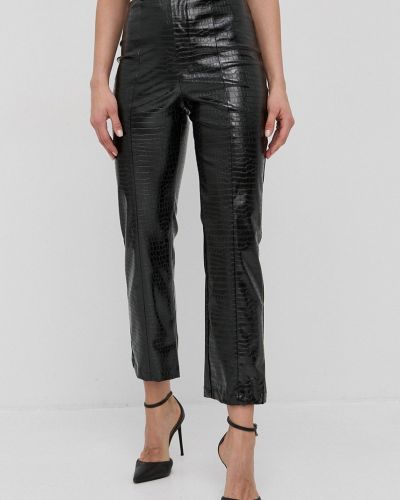 Bardot pantaloni femei, culoarea negru, drept, high waist