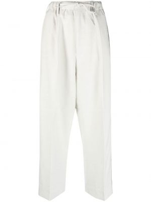 Pruhované bavlněné rovné kalhoty Y-3 šedé