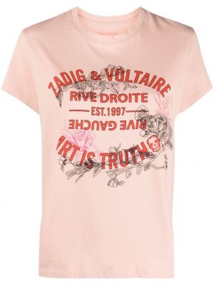 Bavlnené tričko s potlačou Zadig&voltaire ružová