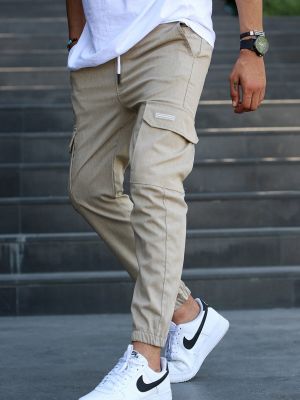 „cargo“ stiliaus kelnės su kišenėmis Madmext smėlinė