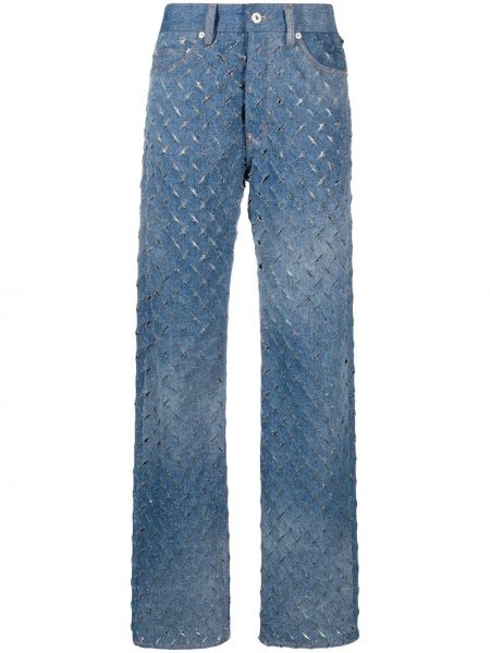 Proste jeansy z wysoką talią klasyczne z paskiem Heron Preston - niebieski
