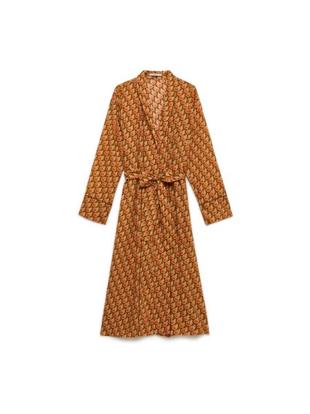 Abrigo tipo kimono con cuello de chal de muselina Maliparmi marrón