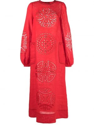 Lněné midi šaty Vita Kin - červená