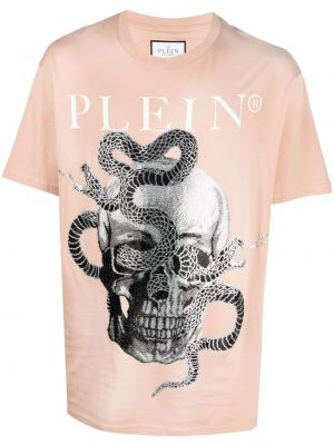 Тениска с принт със змийски принт Philipp Plein бежово