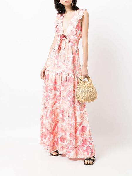 Mini vestido con lazo con estampado tropical Rebecca Vallance rosa