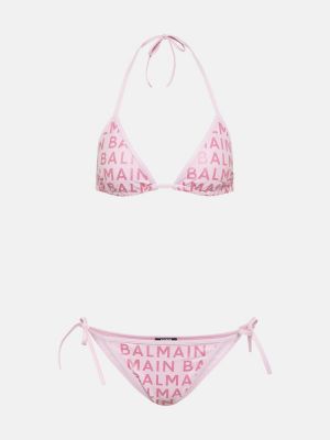 Bikini à paillettes Balmain rose