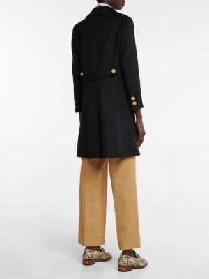 Vlnený kabát s výšivkou Gucci čierna
