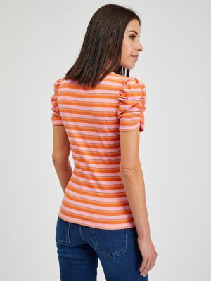 Pruhované tričko Orsay oranžové
