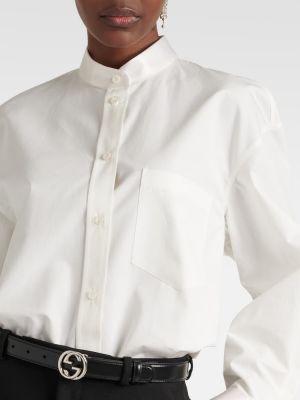 Chemise en coton à imprimé Gucci blanc