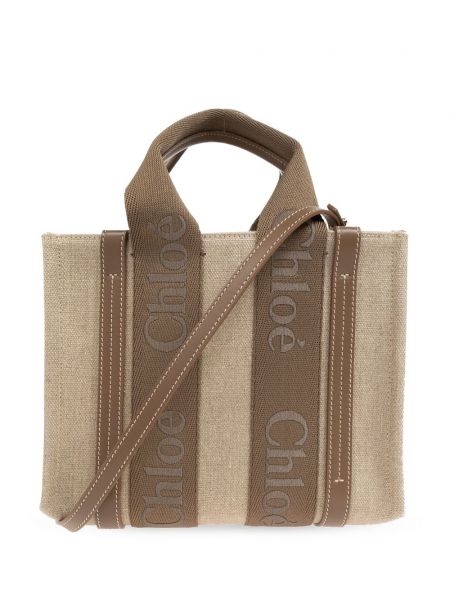 Lanena mini torba Chloé smeđa