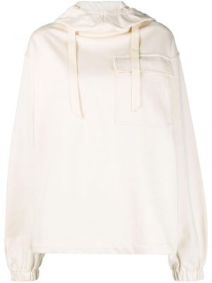 Bluza z kapturem bawełniana z kieszeniami Jil Sander biała