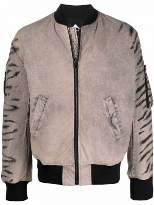 Bomber jakna s potiskom z zebra vzorcem Mauna Kea siva