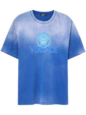 Koszulka z nadrukiem gradientowa Versace niebieska