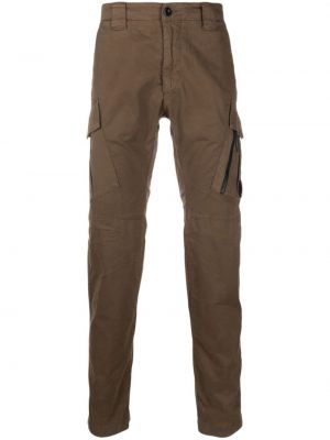 Rovné kalhoty s nízkým pasem skinny fit C.p. Company hnědé