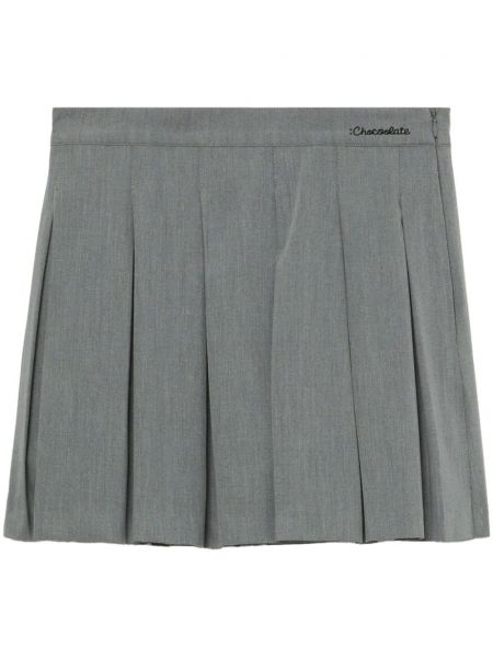 Πλισέ φούστα mini με σχέδιο Chocoolate γκρι