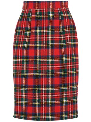 Kockovaná vlnená midi sukňa Saint Laurent