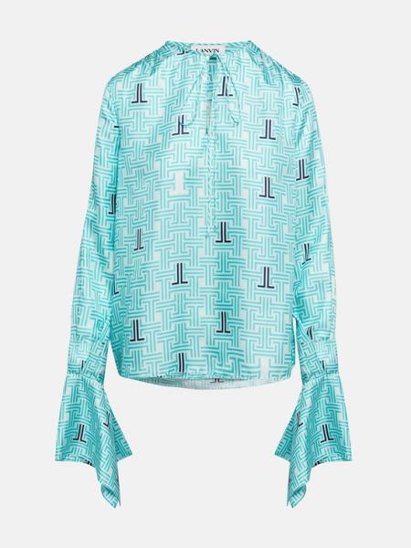 Шелковая блузка-рубашка Lanvin, лаймовый