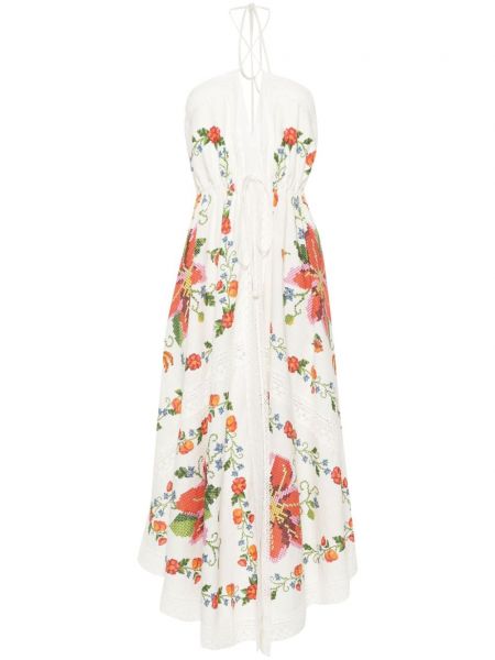 Midi haljina s cvjetnim printom s printom Farm Rio bijela